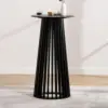 43.5" High Round Bar Table, Modern Wood Cocktail Table with Columnar Wooden Strips Base, Stylish Pub Table for Bistro Parties 1