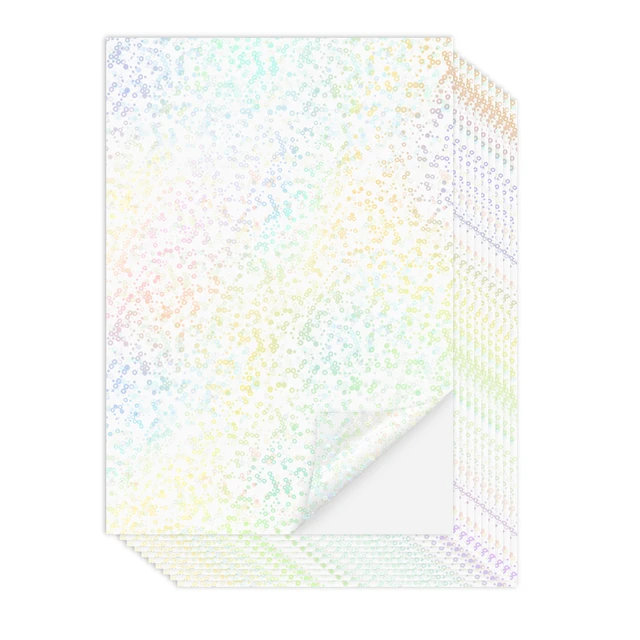 10 Sheets 10 Style A4 Transparent Holographic Overlay Lamination Film A4  Self-Adhesive Laminate Waterproof Vinyl Sticker Paper