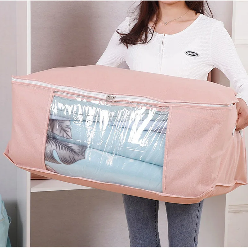 Solid Color Non woven Fabric Quilt Storage Bag Foldable Wardrobe