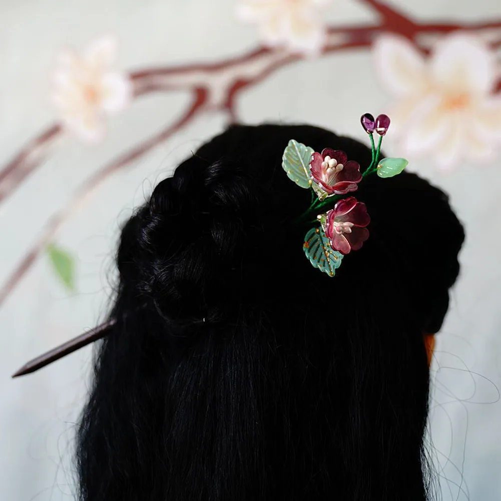 Women Hair Pin Clip Hairpin Chopstick Headwear Hair Stick Women'S Petunias Shape Hairpins Chinese Clothes Styling Accessories Ml