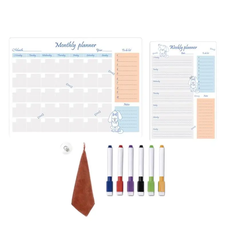 Magnetic Fridge Calendar Magnetic Planning Board Monthly Weekly Message Board Multifunctional Memo Board Erasable Calendar With