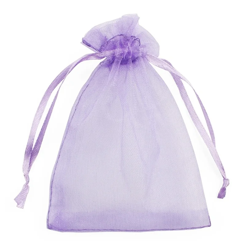 Solid Color Organza Gift Bags - Mesh Tulle Fabric Pouches for Weddings and Events (50/100pcs)