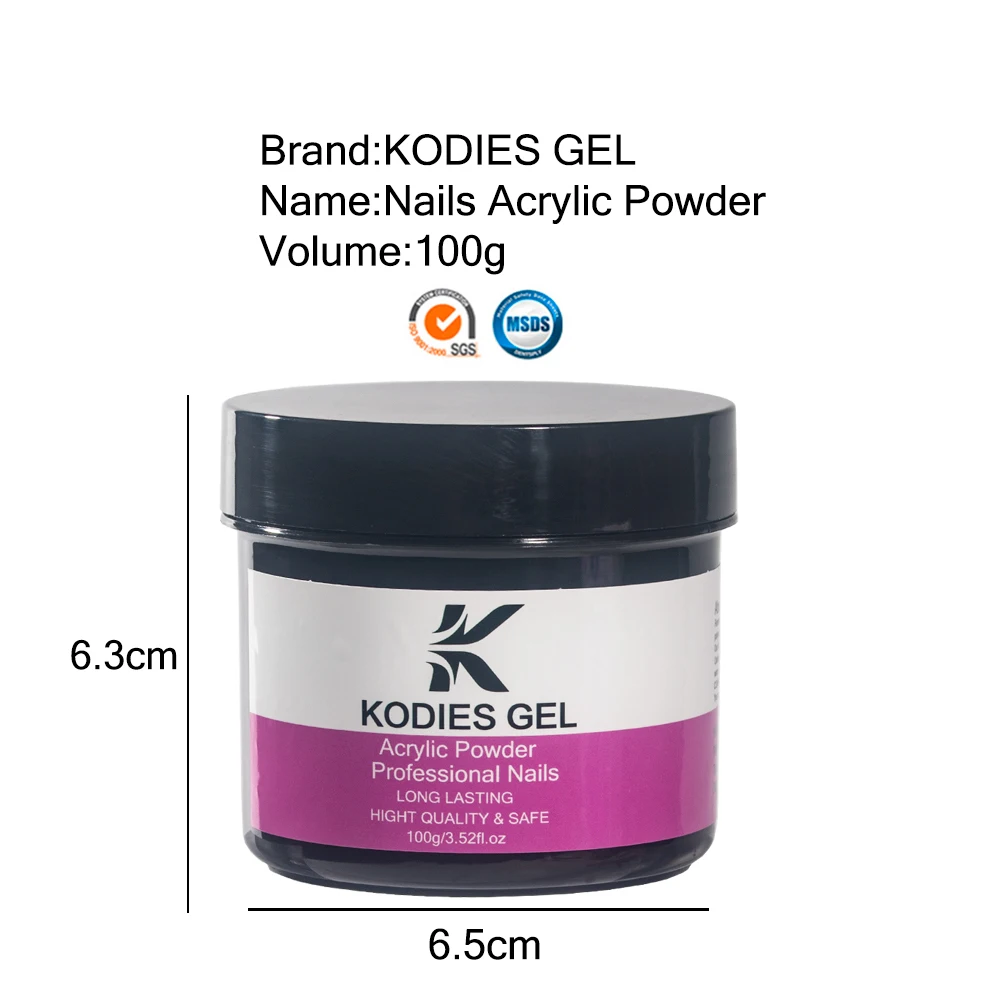 KODIES GEL 100g Acrylic Powder Big Size White Clear 30 Colors Polymer Dipping Powder High Pigment for Extension Carving Nail Art 2