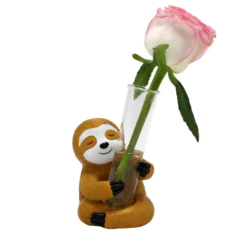 

Sloth Test Tube Plant Terrarium Desktop Sloth Terrarium Vase Portable Flower Pots Desktop Plant Terrarium Animal Plant Vases
