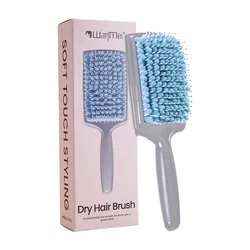 Enhanced Hair Dryer Brush with Microfiber Bristles - Quick - Drying Anti - Scald Styling Tool (Blue)