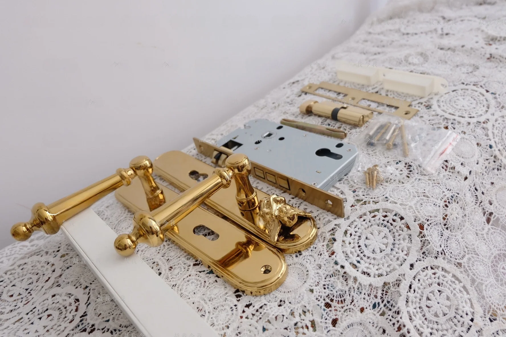 Little Angel Door Lock Brass Gold Plated Exterior Retro Style Entrance Full Copper Silent Bedroom 8