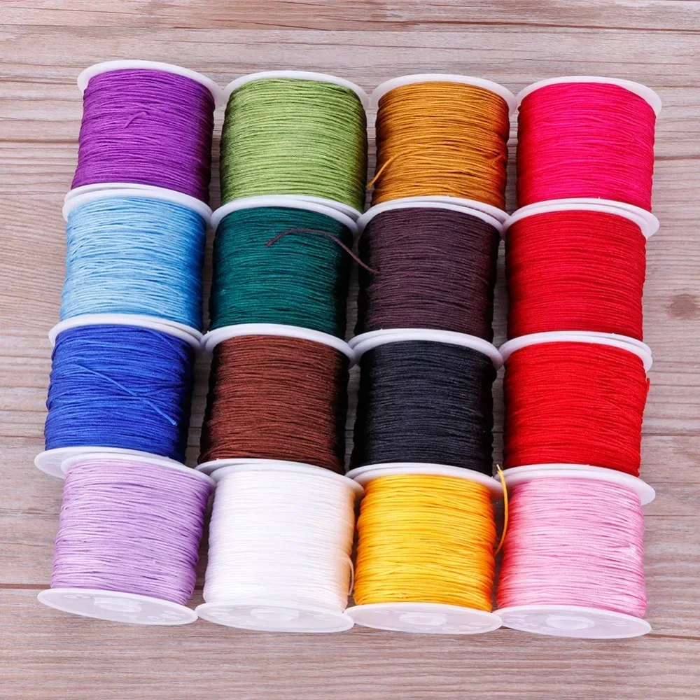 0.8mm 45M/Roll Nylon Cord Thread Chinese Knot Macrame Rattail Bracelet Braided String #255733 nylon cord macrame cord