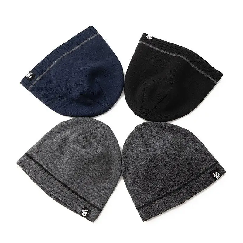 New Men Winter Hats Outdoor Ski Beanie Cap Casual Snow Label Decor Winter Knitted Hats
