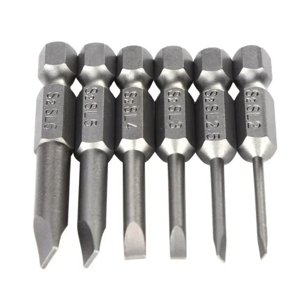 1pc 50mm Magnetic Screwdrivers Bit Flat Head Slotted Tip Electric Power Repair Hand Tools SL 2 2.5 3 4 5 6 Alloy Steel 2.0-6.0mm screwdriver set,magnetic screwdriver bits,magnetic screwdriver set,magnetic screwdriver bit set,screwdriver bit,magnetic screwdriver