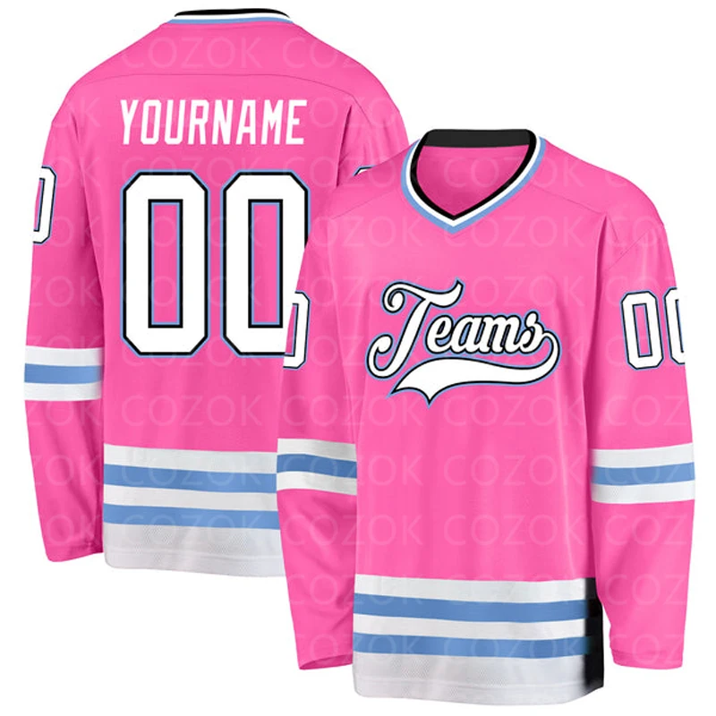 Custom Pink Hockey 3D Print You Name Number Men Women Ice Hockey Jersey Competition Training Jerseys