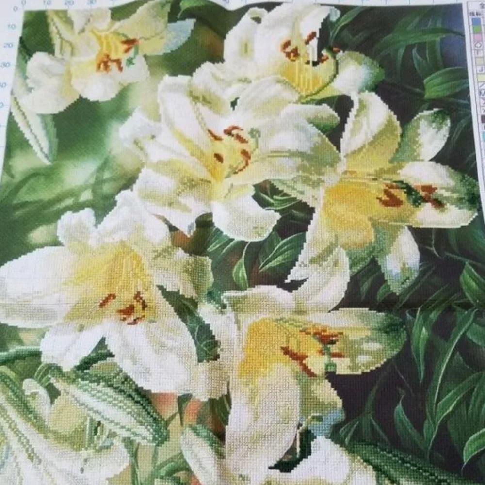 Handmade and handmade cross stitch finished products, beautiful perfume lily 3D5D sunshine lily 69 * 50cm