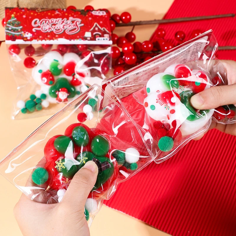 New Christmas Santa Mochi Taba Squishy Kitty Paw Stress Relief Decompression Toy With Flocking Xmas Holiday Party Gift 3