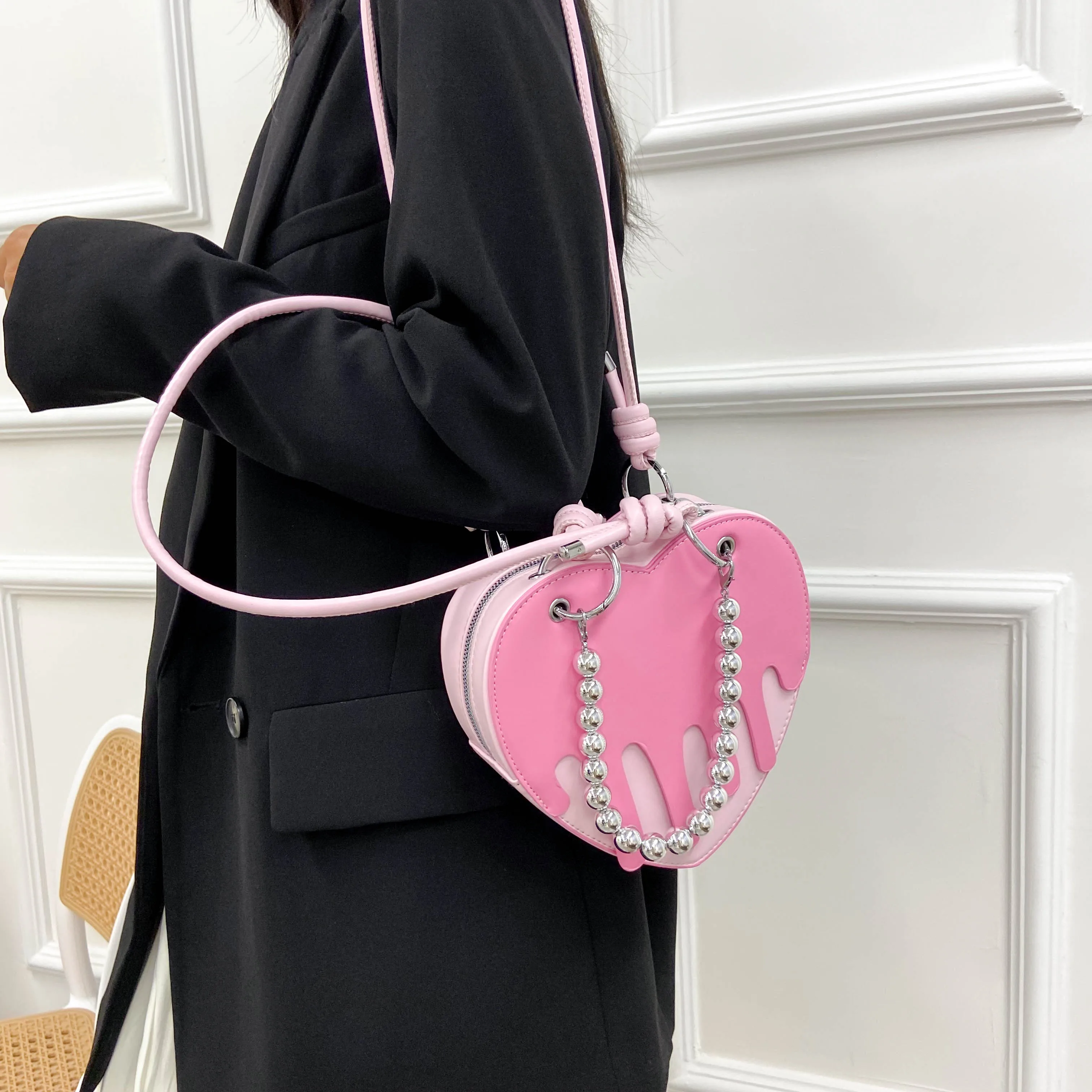 Cute Heart Shaped Ladies Handbag Fashion Women Designer Purses Watercolor  Pattern Top Handle Shoulder Bag Party Clutch Leather - Shoulder Bags -  AliExpress