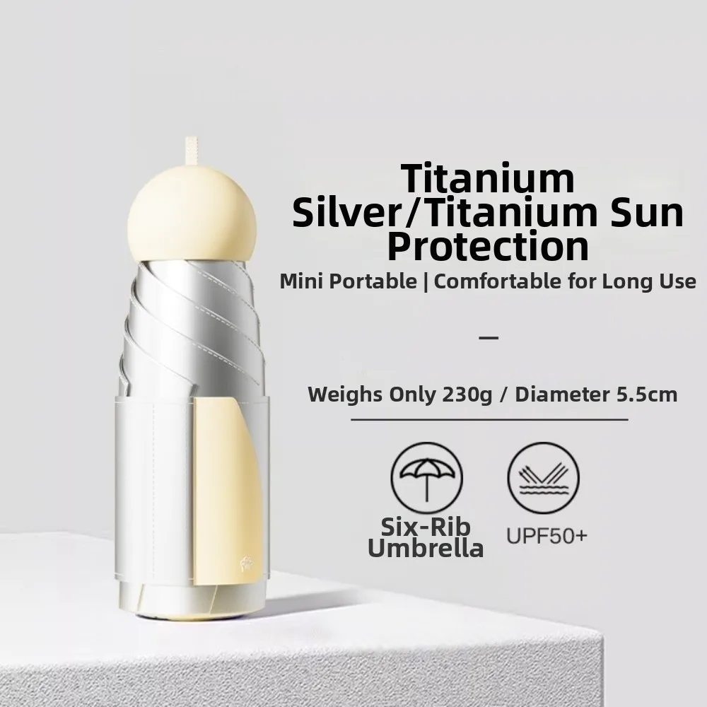 Titanium Silver UV Protection Sun and Rain Compact Folding Umbrella