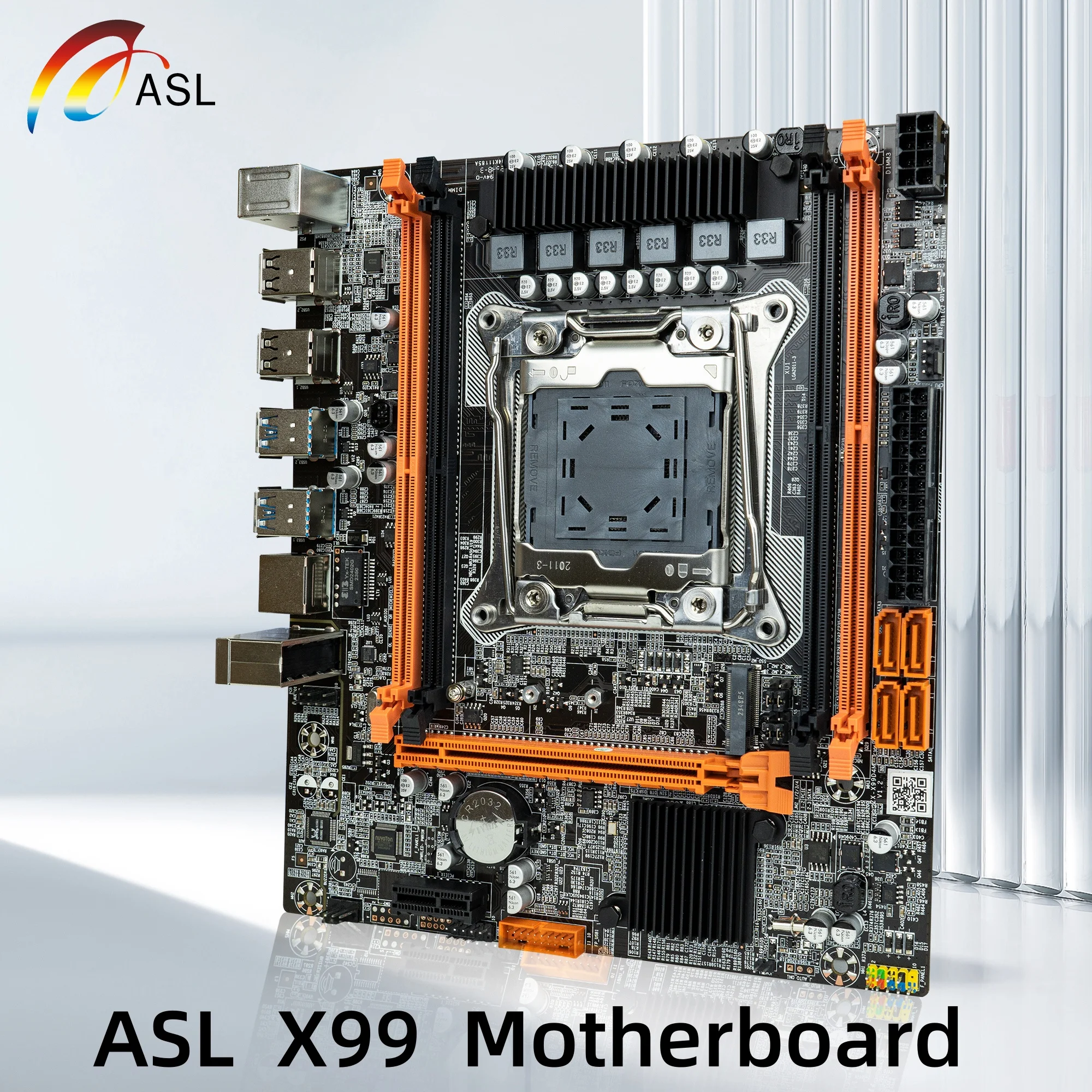 ASL X99 Motherboard Support Intel LGA 2011-3 Xeon E5 V3 CPU Processor DDR4 8GB 2400 RAM SATA/NVME M.2 Slot