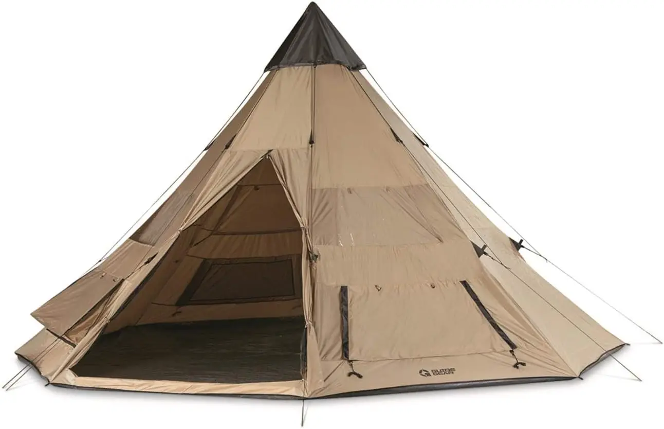 Camping Teepee Tent for Adults, Outdoor, Waterproof, Family, 8 Person, 18' x 18'