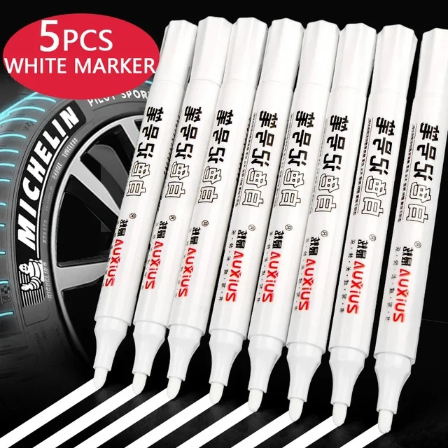 White Marker Pen, Graffiti Pens, Waterproof, Permanent Tire Painting,  Notebook Tyre Tread, Oily Environmental Pen, 12Pcs Box