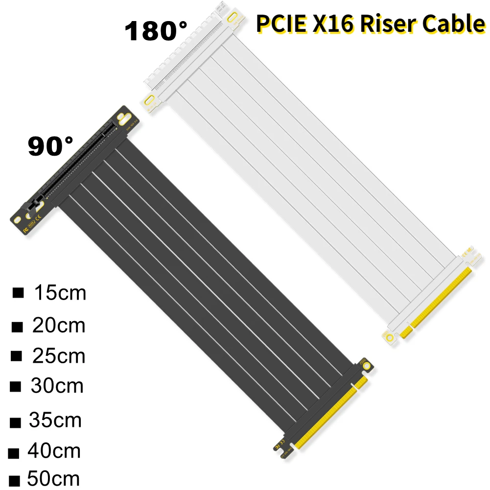 

Black&White Full Speed 3.0 PCIE X16 Riser Cable PC Graphics Card Extension Cable PCI Express 16x Riser Shielded Extender for GPU