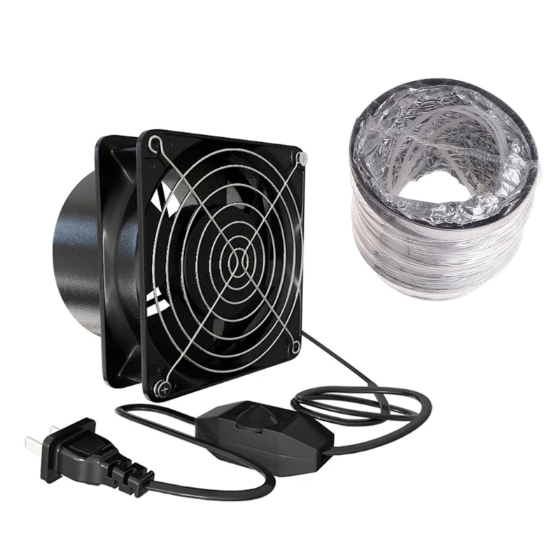 

US Plug Adjustable Speed Air Ventilation Blower Booster Window Exhauster Toilet Kitchen Exhaust Fan with Duct Hose