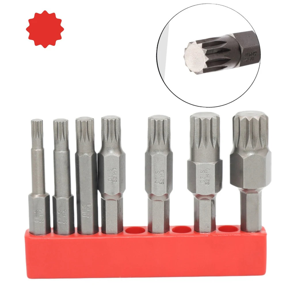 7 teile/satz 50mm 12-Punkt-Torx-Schraubendreher Bit Sechs kant schaft magnetischer elektrischer manueller Schrauben dreher Bohrer Werkzeug m4 m5 m6 m7 m8 m10 m12
