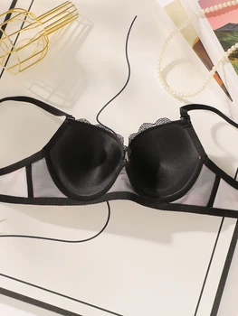 High Quality Printed Patchwork Lace Sexy Lingerie Set For Women's Push Up Bras With Steel Ring Underwear A2174 4