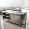 Stainless Steel Kitchen Cabinet Workbench Kitchen Furniture Commercial Operating Table for Hotel Home Cupboard with Sliding Door 1