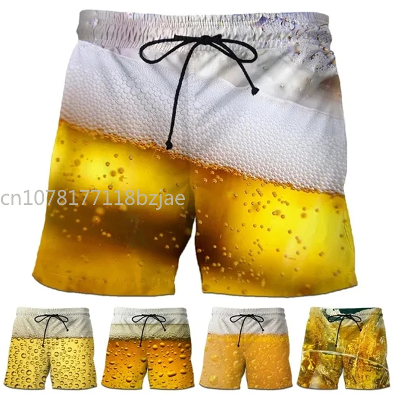 Summer Cool Beer Pants Men 3D Printed Swimsuit homme 2024 Swim Trunks Beach Shorts homme Sport Gym Ice Shorts Swim Shorts