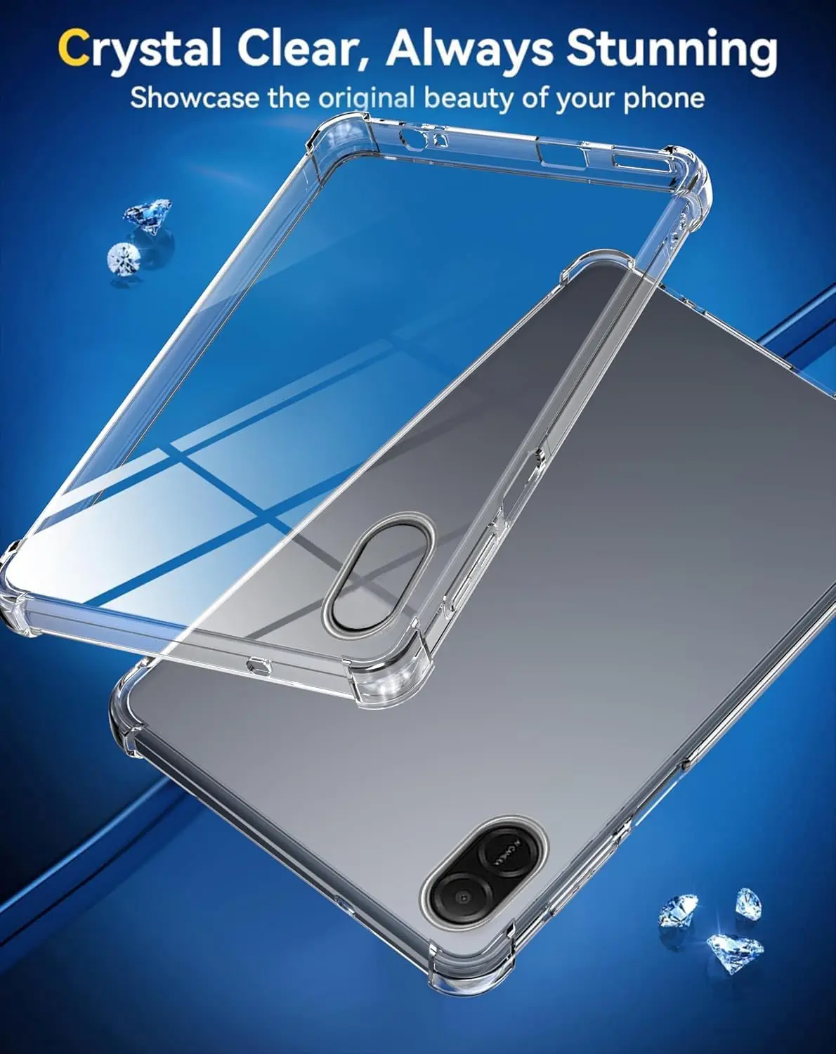 Transparent Soft TPU Silicone Tablet Cover with Reinforced Corners for 11-Inch Tablets