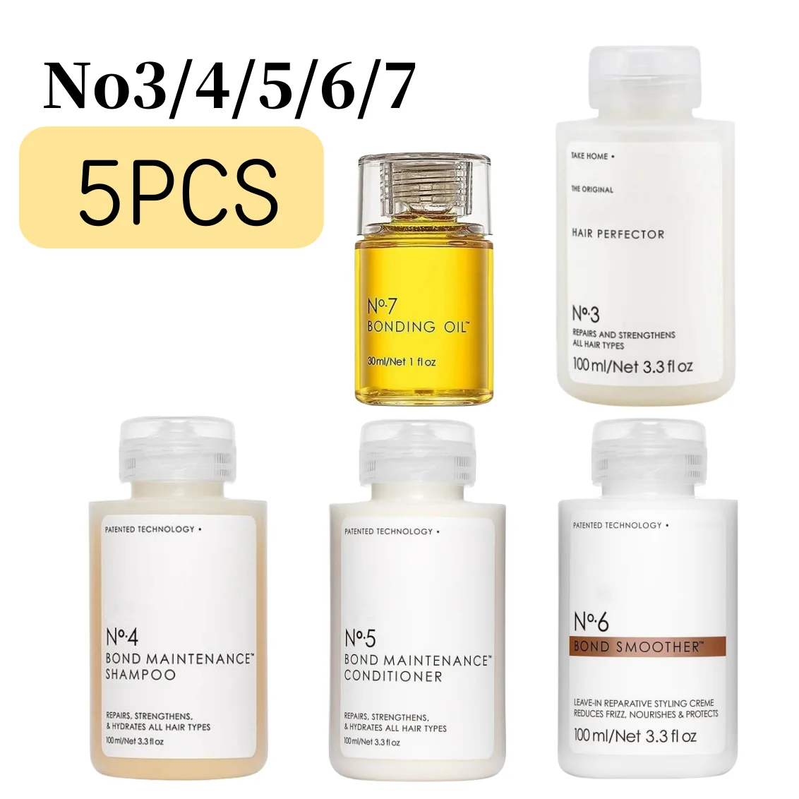 

5PCS Set No.3/4/5/6/7 Shampoo Conditioner Repair Oil Hair Mask Improve Damaged Hair Split Ends Restore Soft Shiny Hair Care