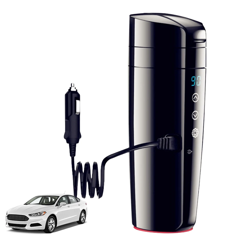 12V-24V 커피/우유 가열 주전자 차량용 가열 스마트 머그 디지털 LCD 디스플레이 터치스크린 휴대용 차량용 가열컵 스테인리스 스틸