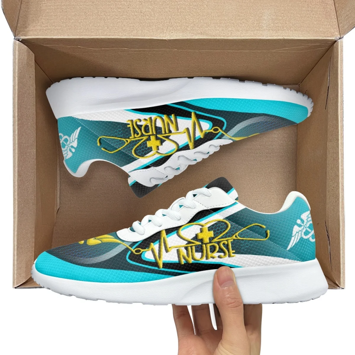 Heartbeat Medical Tools Print Sneaker for Women Travel without tired feet Durable jogging Training Shoes Holiday Gift for Ladies