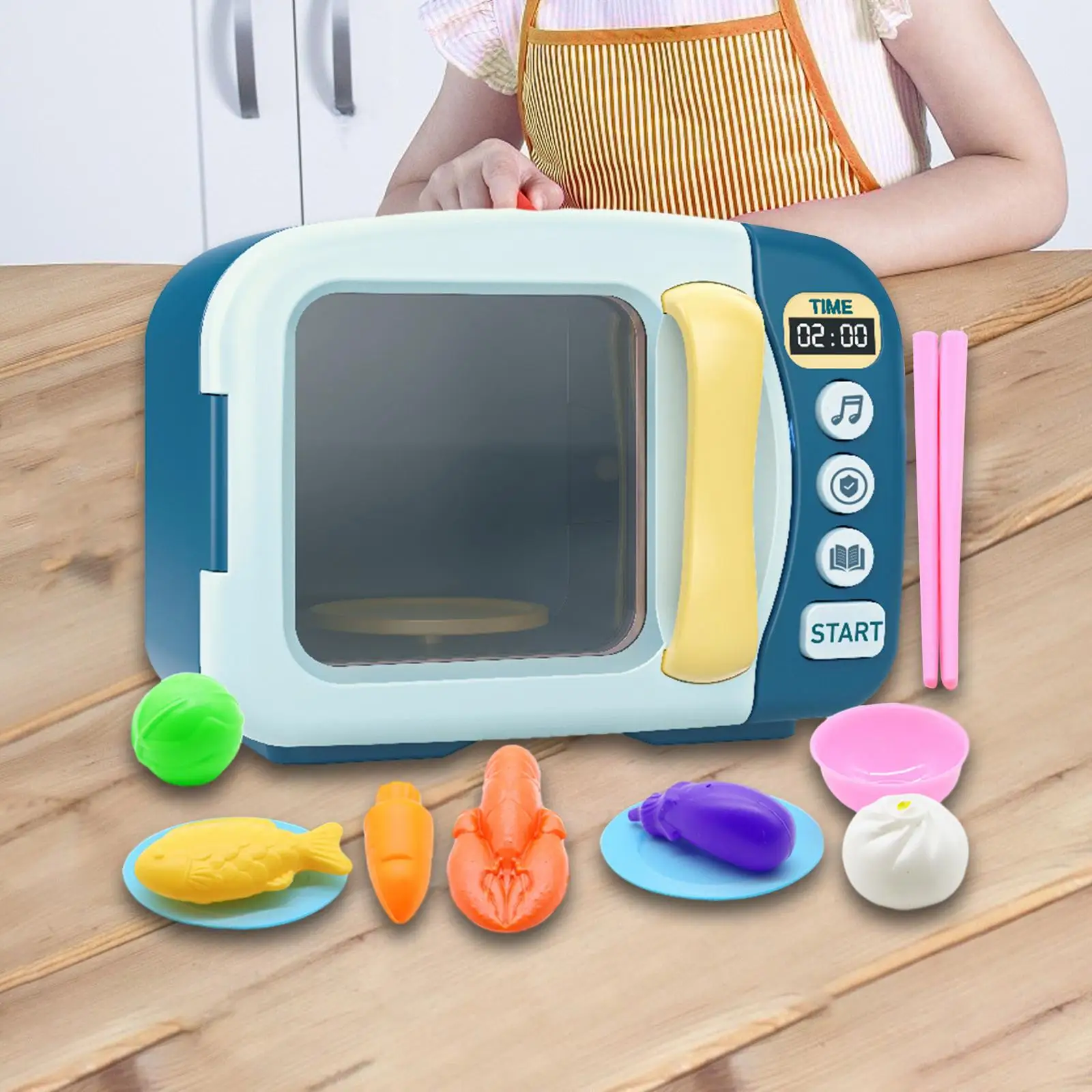 Microwave Kitchen Play Set with Lights and Sounds for 3-8 Year Old Toddler