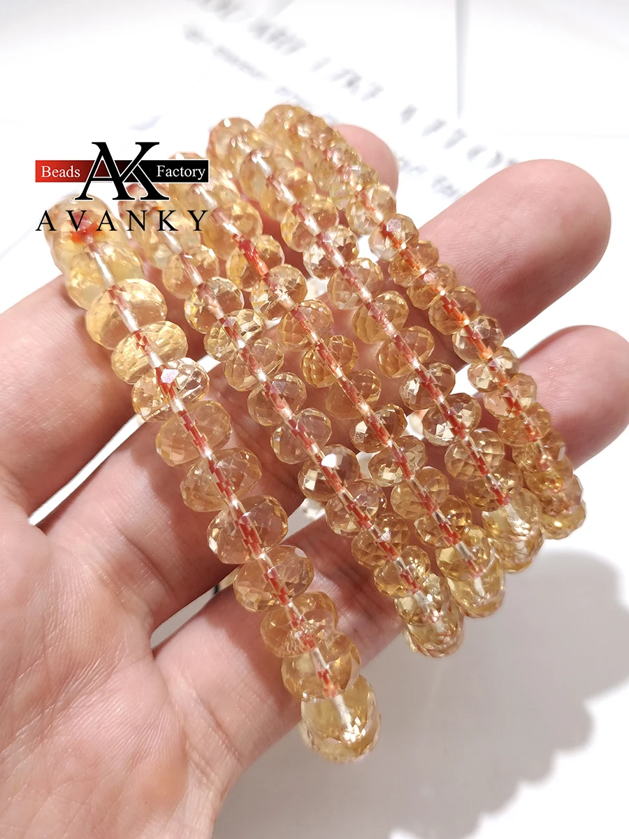4A Natural Citrine Crystal Single Lap Necklace For Women Girl Birthday Gift Fresh Bracelets Fashion Jewelry 5x8mm 6x9mm 7x10mm