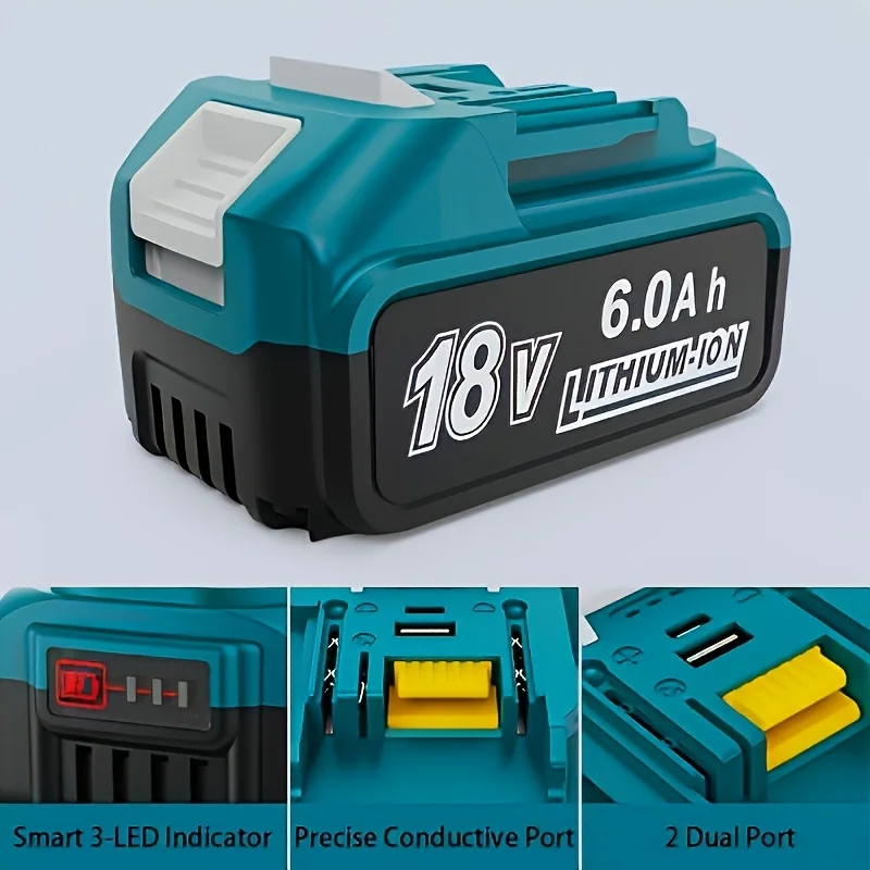 2PCS 18V 6.0Ah Replacement for Makita Battery Compatible with Makita 18V Lithium Battery BL1850 BL1840 BL1830 Type-C Port