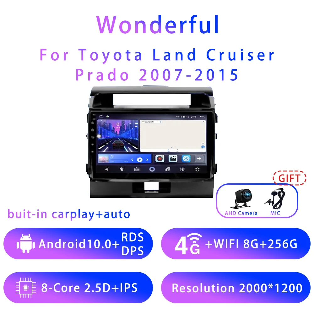 

7862 8G+128G For Toyota Land Cruiser Prado 9inch Android10 5G Wifi DSP Car Stereo Radio Multimedia Video Player GPS Navigation