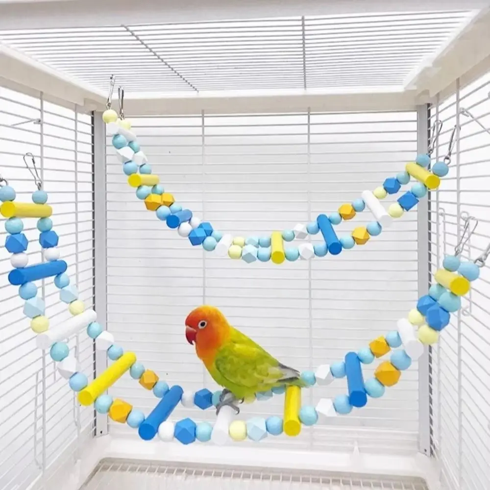 Colorful Wooden Parrot Ladder 8/10/12 Step Ladders Sturdy Pet Bird Steps Interactive Grinding Claws Bird Climbing