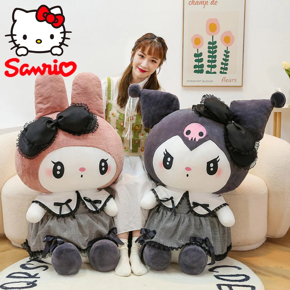 

Плюшевая кукла Kuromi Sanrio, милая аниме мультяшная кукла в стиле юбки, плюшевая игрушка, подарок на Рождество для девочек и друзей, 35 см