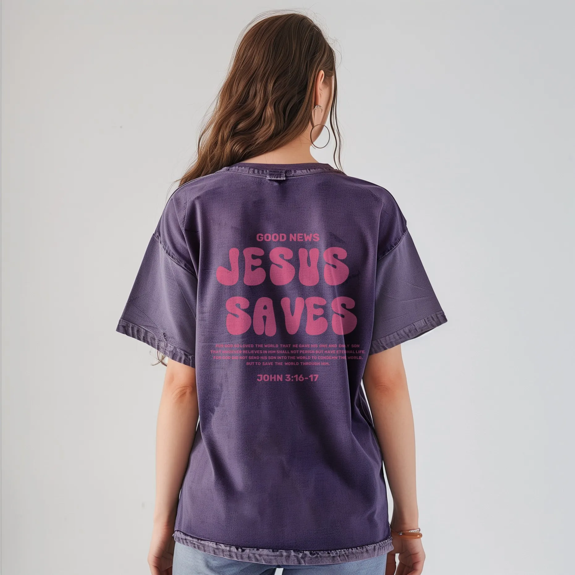 

God Saves Graphic Printed Washed Tshirt For Men, Oversized Faith TShirt For Unisex , Women 100% Cotton Hip Four Seasons Tops