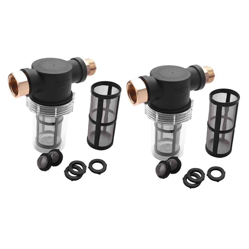 

2X Sediment Filter Attachment Garden Hose Inlet Pressure Washer + Extra 100Mesh Filter, 6 O-Ring 4 Filter Hose Washer