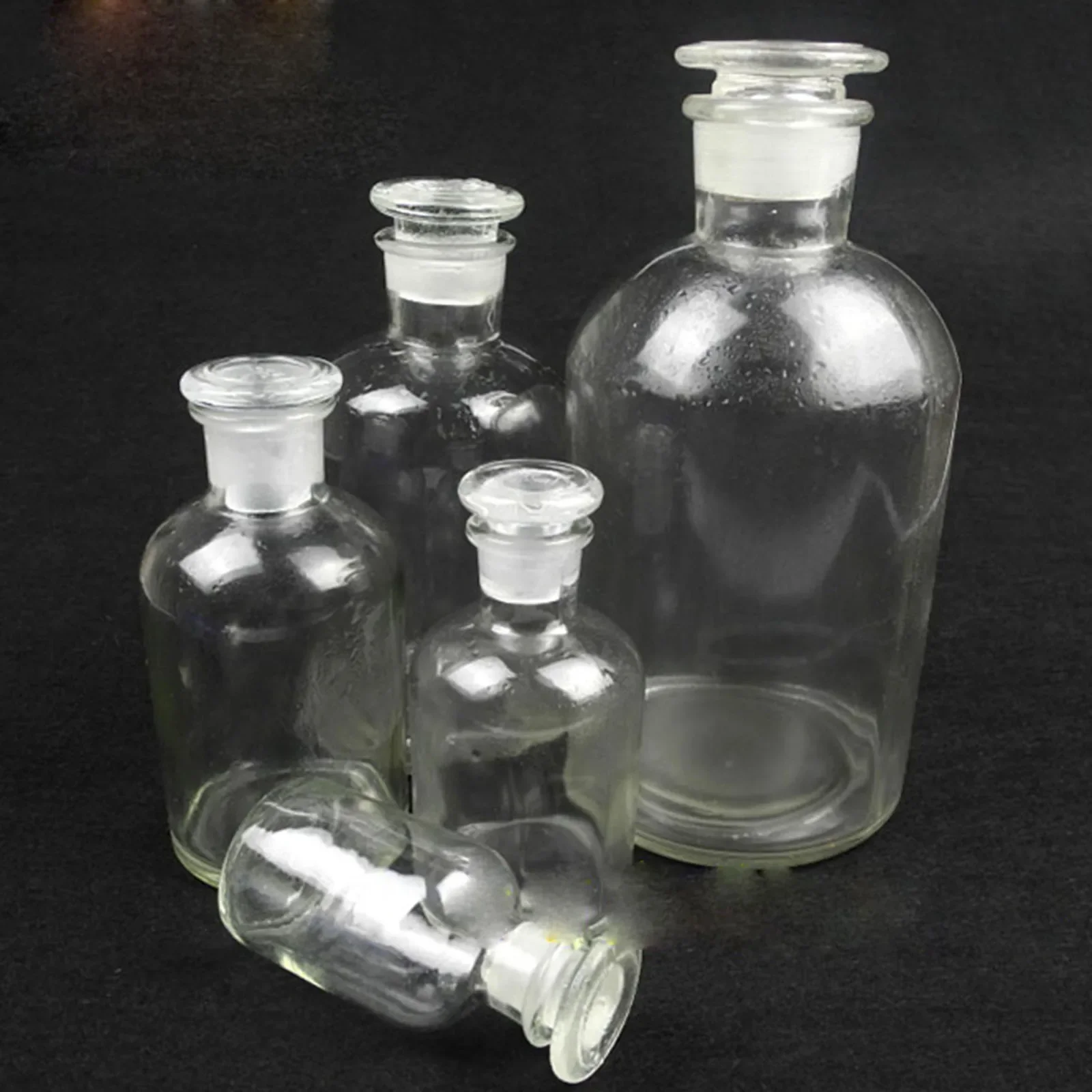 30ml/60ml/125ml/250ml/500ml/1000ml/2500ml Clear Glass Narrow Mouth Bottle With Stooper Lab Chemistry Glassware Teaching