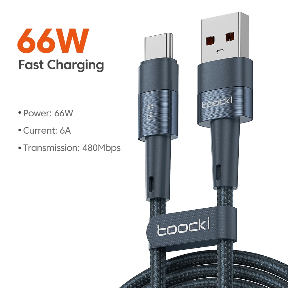 thumbnail image 1 of Toocki-Cable USB tipo C de carga rápida, cargador de 6A A USB C para Samsung, Xiaomi, Huawei, Oppo, Oneplus, Poco, Ipad, Cable de datos, 1 of 5