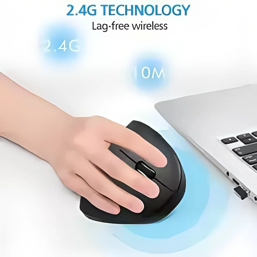 Ergonomic Mouse Vertical Ergonomic Mouse 2.4GHz Wireless 3 Adjustable DPI (800/1200/1600) 6 Buttons for PC & Laptop