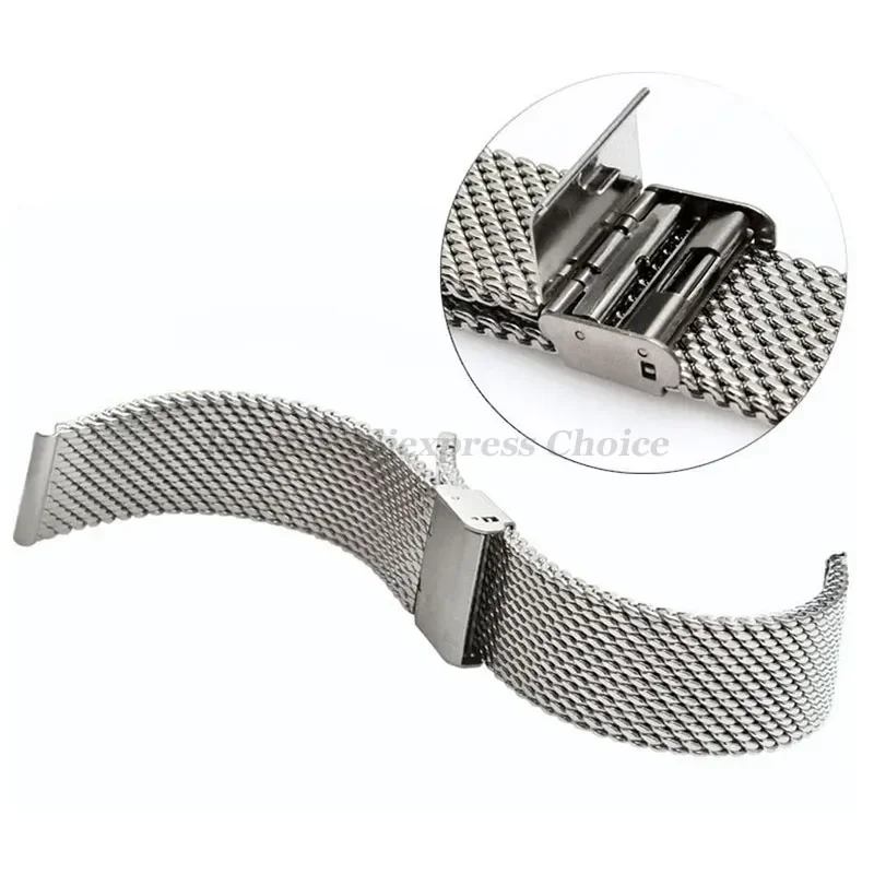 Mesh Milanese Stainless Steel Adjustable Watch Strap - 3mm Thickness Wire, Multiple Width Options