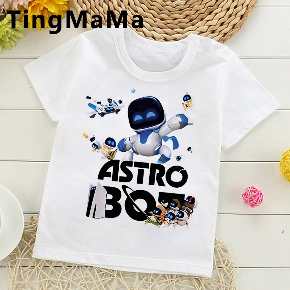 Astro Bot T-shirts for Children Cute Cartoon Figure Graphic T Shirts Boys Casuals Short Sleeves Tops Fashion Kids Clothing 4