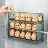 1pc Egg Holder Refrigerator 3 Layer Auto Flip Egg Storage Box For Refrigerator Side Door 30 Count Large Capacity Clear Egg Box 3
