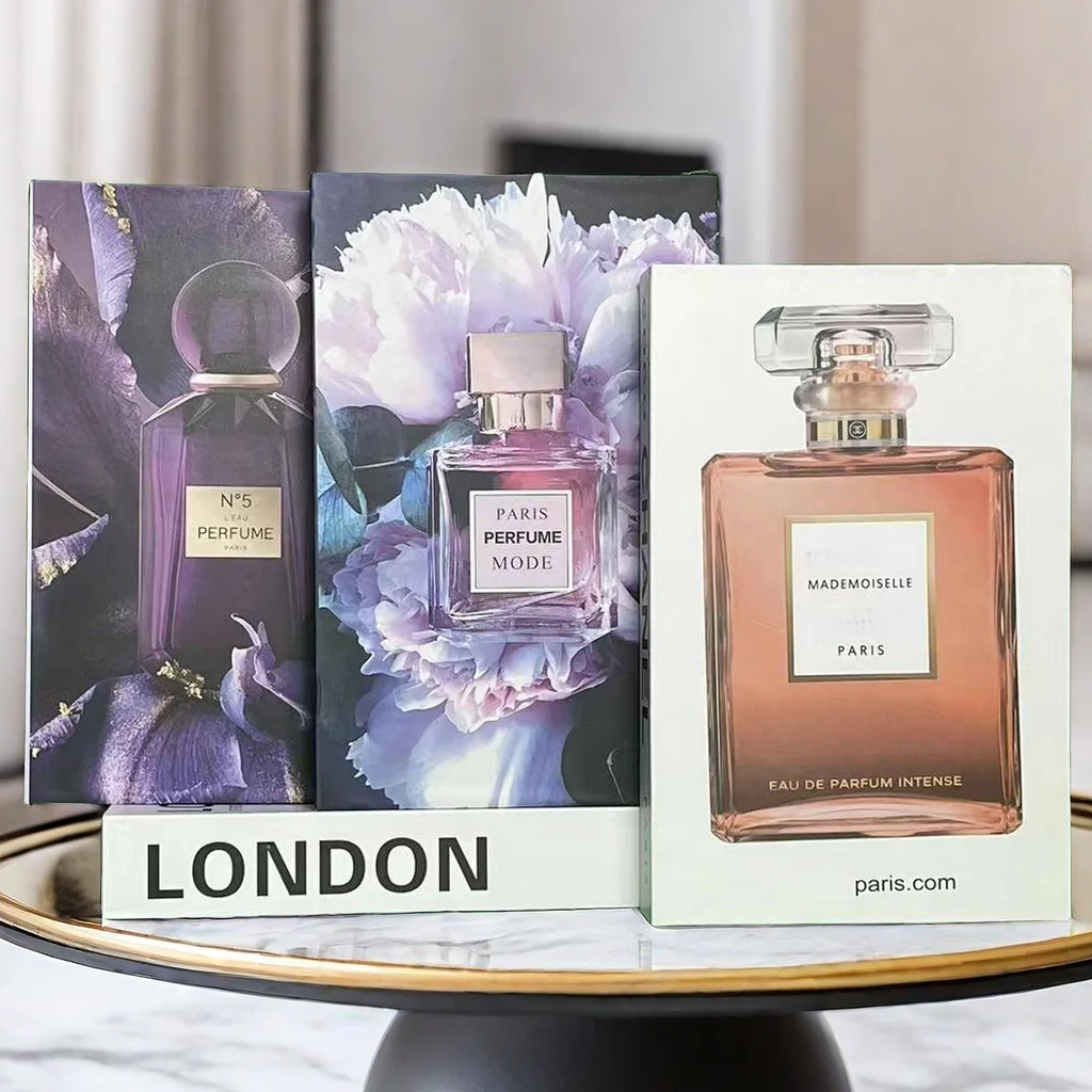 Luxury Brand Perfume Faux Decorative Book Storage Box Fashion Girl Paris Fake Books Coffee Table Decoration Warm Family Decor