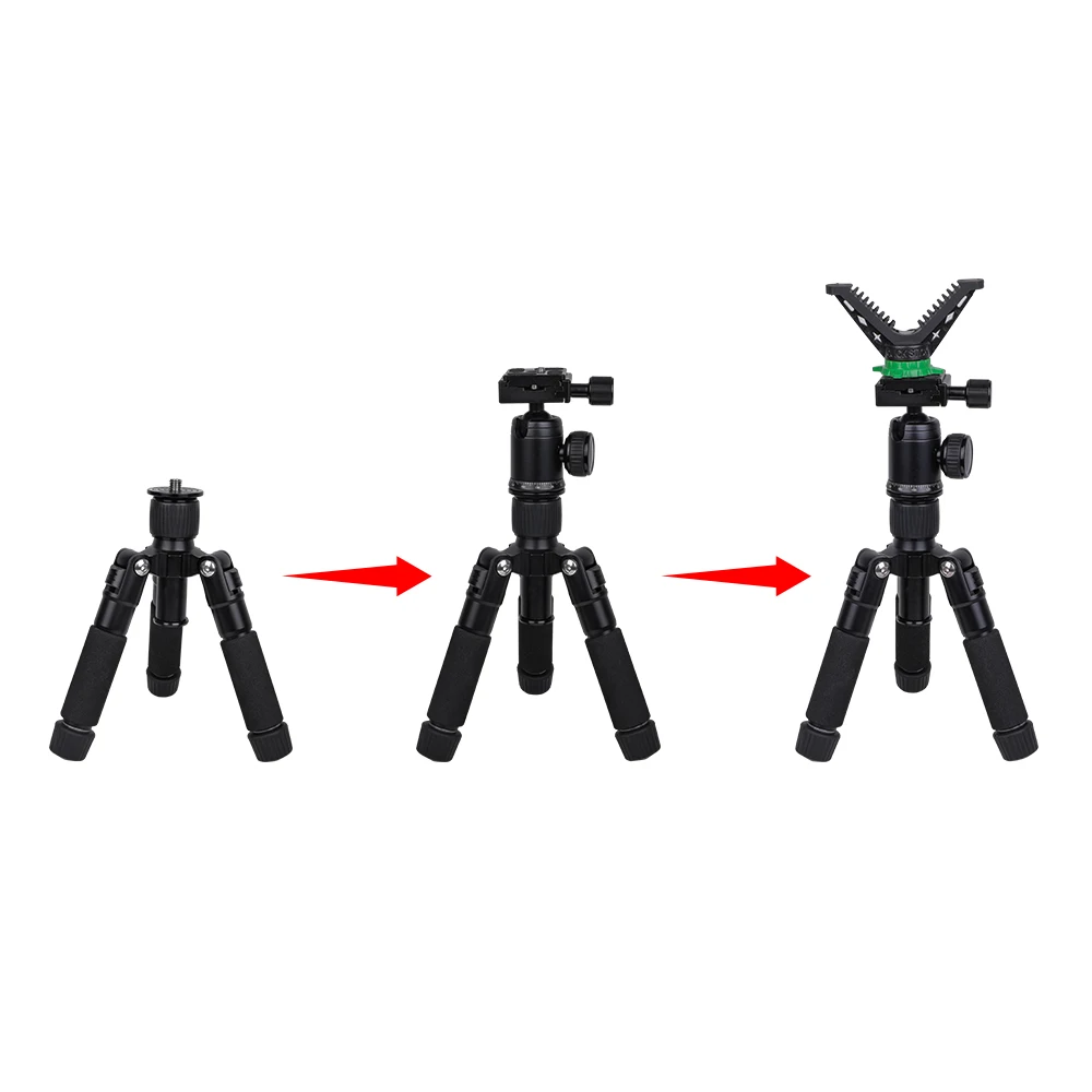 Professional Hunting Shooting Tripod Adjustable V Yoke Head Mini Aluminum Camera Portable Tripod Stand For Shooting Outdoors 6