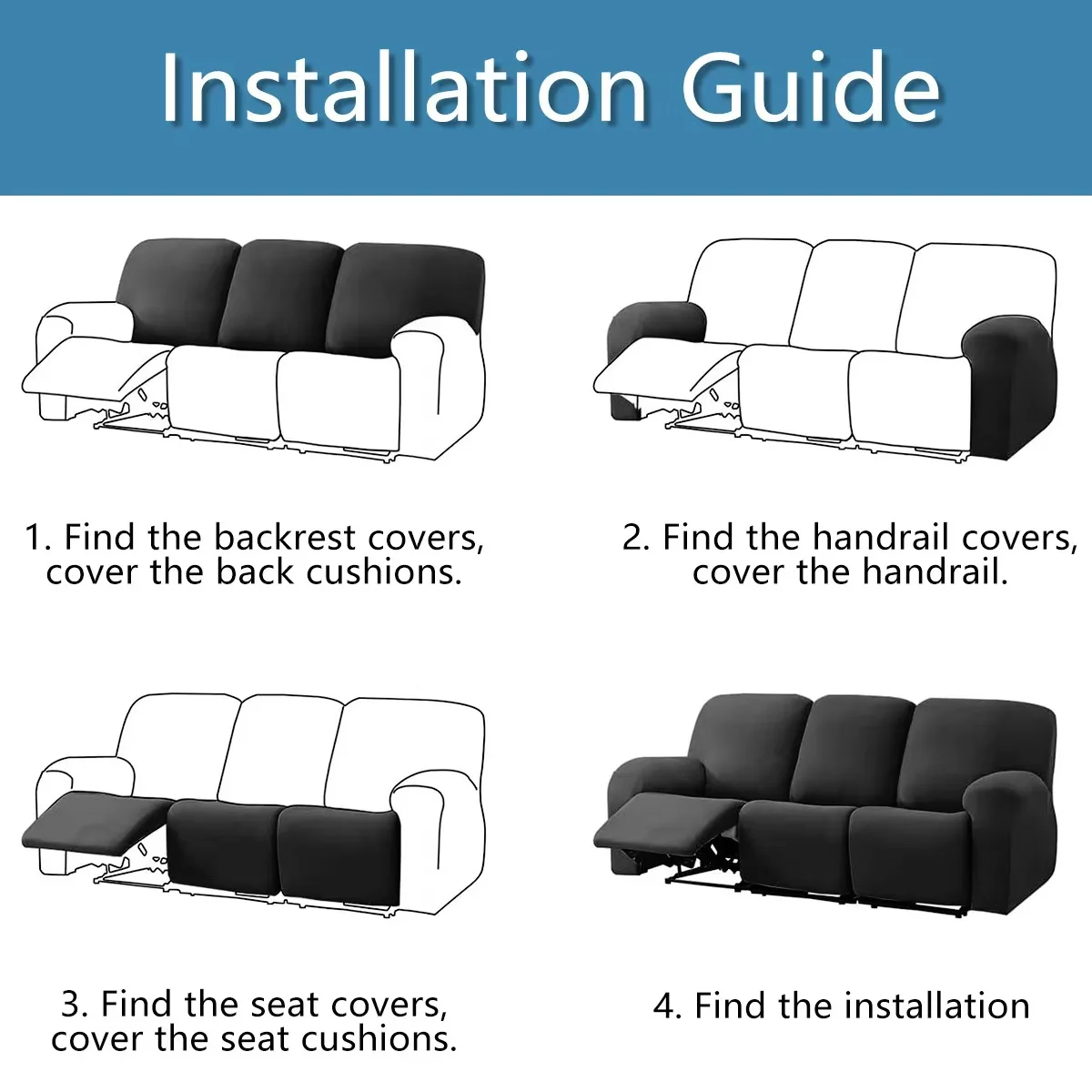 Recliner sofa cover for living room cheap lazy boy relax slipcover protector elastic jacquard armchair chair cover 1/2/3 seater