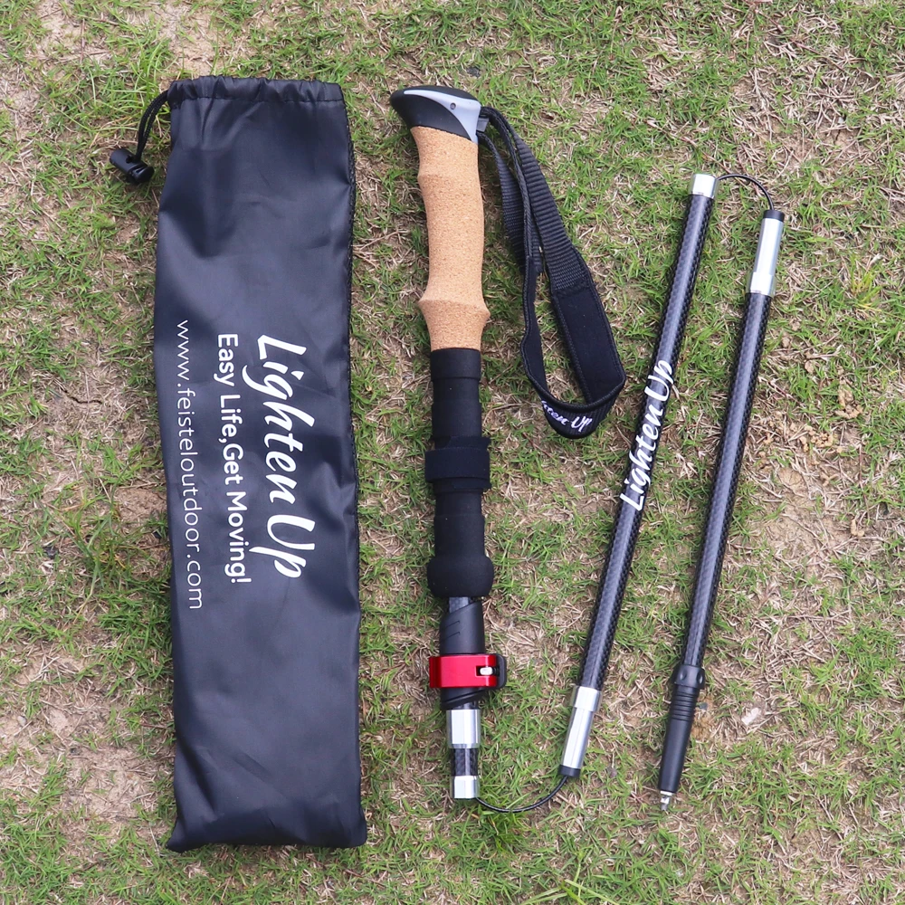 LIGHTEN UP 1/2pcs Folding Trekking Poles Carbon Fiber Collapsible Telescopic Sticks Lightweight Walking Stick Hiking Climbing Ca 6
