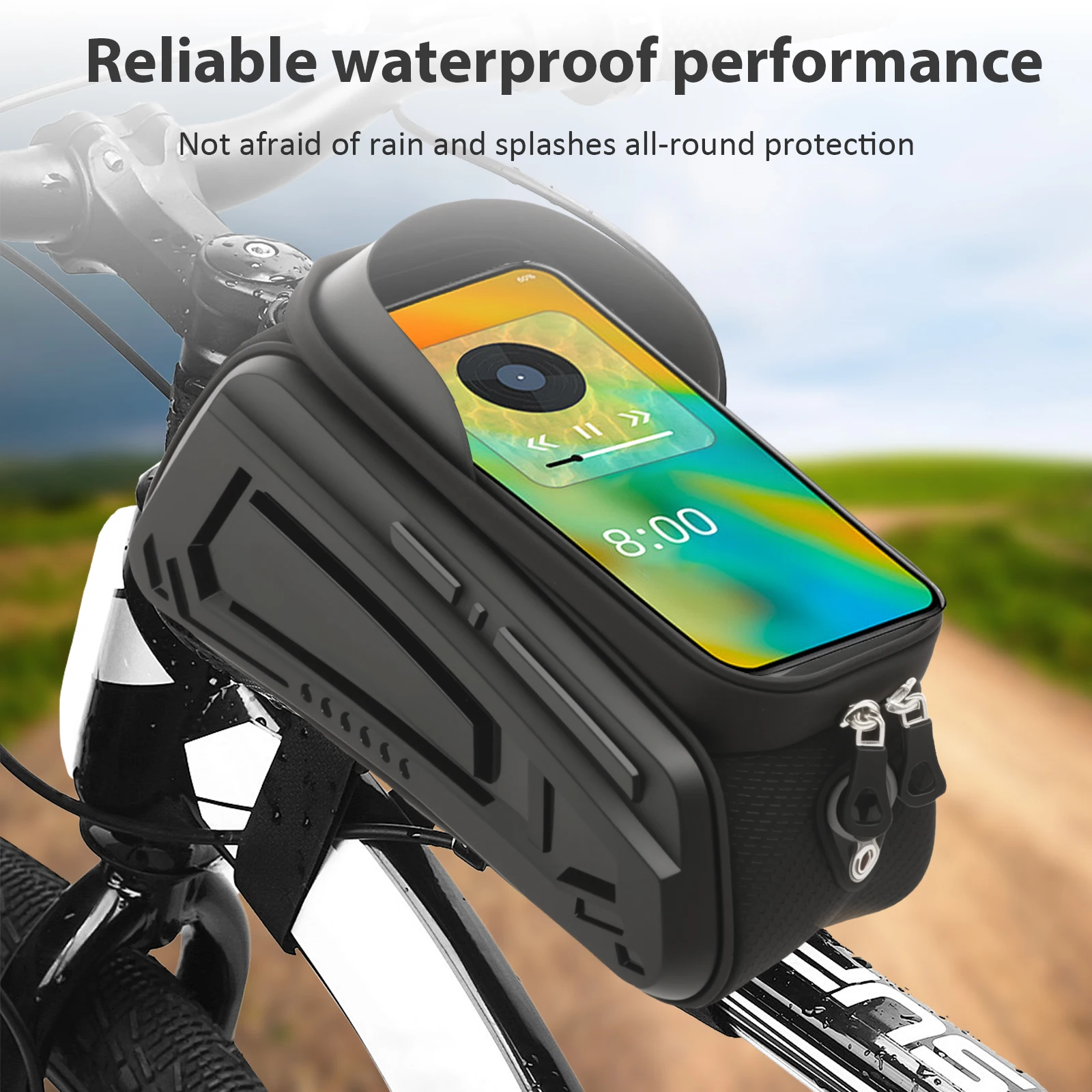 Description Picture 5 of itemBicycle Front Frame Bag Bike 7.5 Inch Phone Holder Touchscreen Bike Frame Front Tube Bag Waterproof Ultralight MTB Accessories